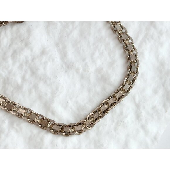 Sterling Silver flat chainlink Lobster Claw 925 Vintage Minimalist Bracelet - 7" - Picture 5 of 14